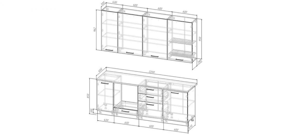 Кухонный гарнитур Антик 2200 h950 (Стол. 26мм) | фото 2