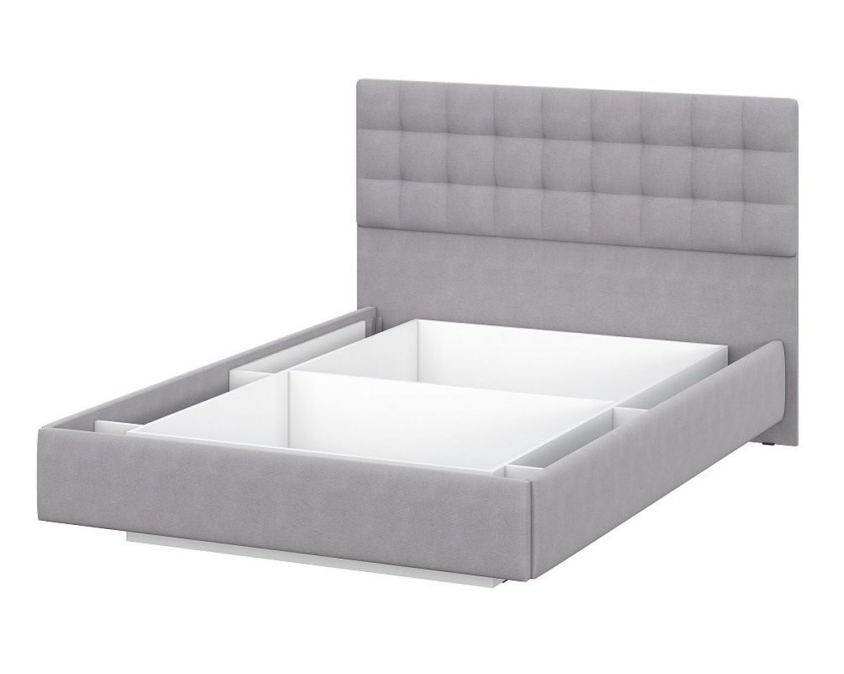 Кровать двойная №2 (универсальная 1.4х2.0) Серия 2 + основание с ПМ (Белый/Серый ткань/Квадро Серый ткань) | фото 3