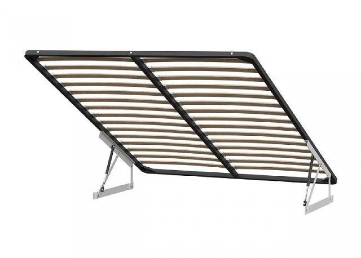 Кровать двойная №2 (универсальная 1.6х2.0) Серия 2 + основание с ПМ (Белый/Серый ткань/Квадро Серый ткань) | фото 2