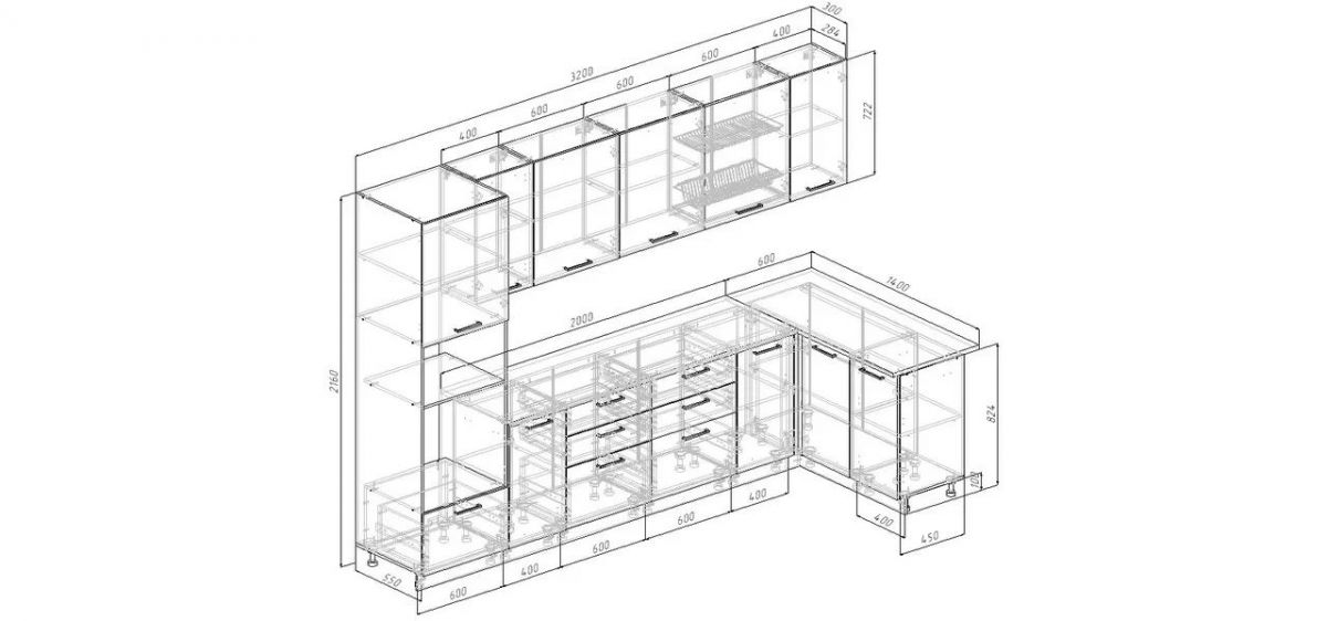 Кухонный гарнитур Антик 3200*1400 (Стол. 26мм) | фото 2