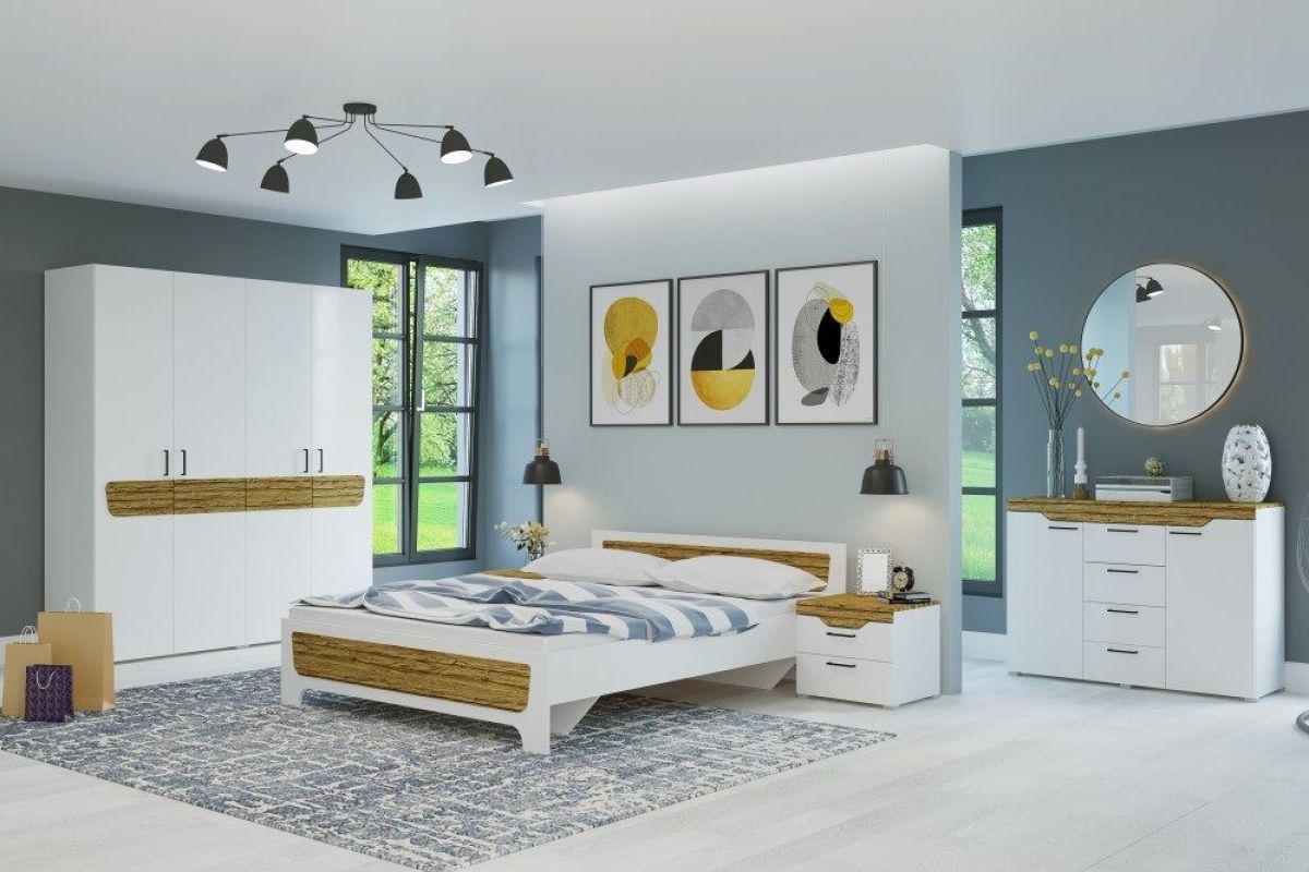 Шкаф 4-х створчатый Милана (Белый/Сосна Гранд) | фото 4