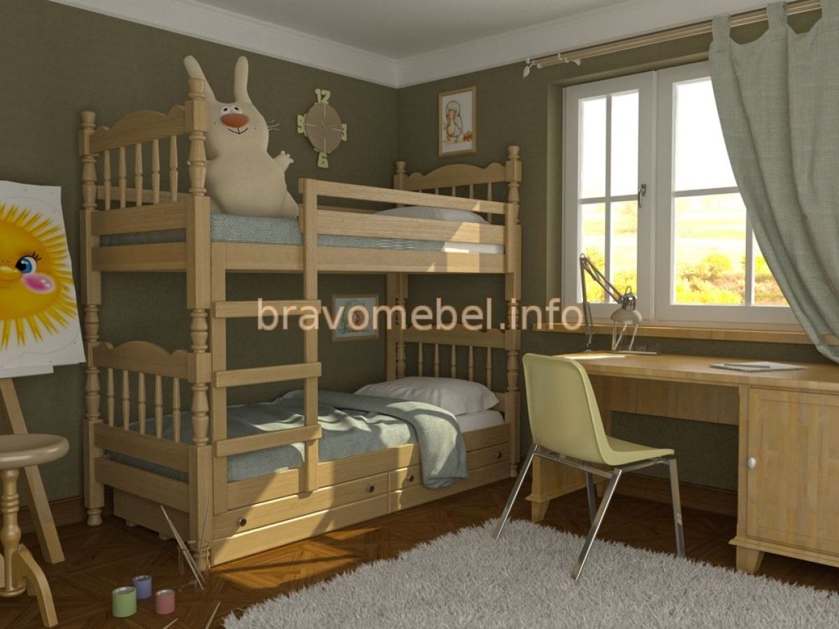 СОНЯ Кровать двухъярусная с 2 ящиками (Сосна) | фото 2