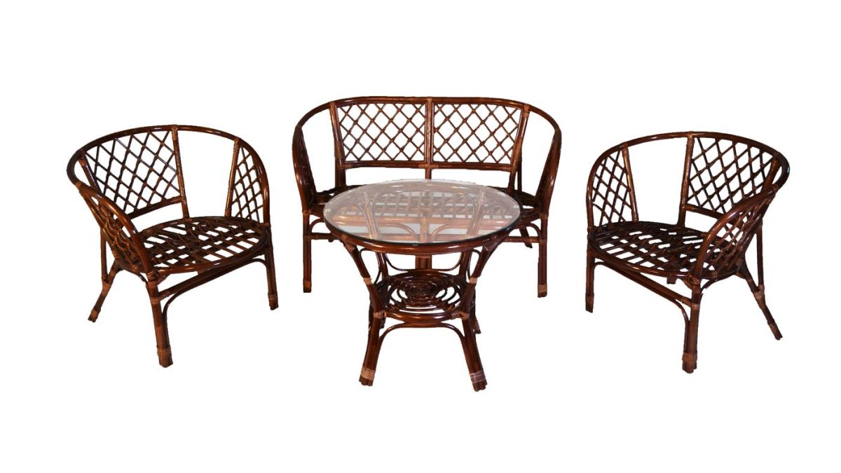 Комплект Багама с диваном, подушки светлые полные шенил (Молочный шоколад) стол круглый | фото 2