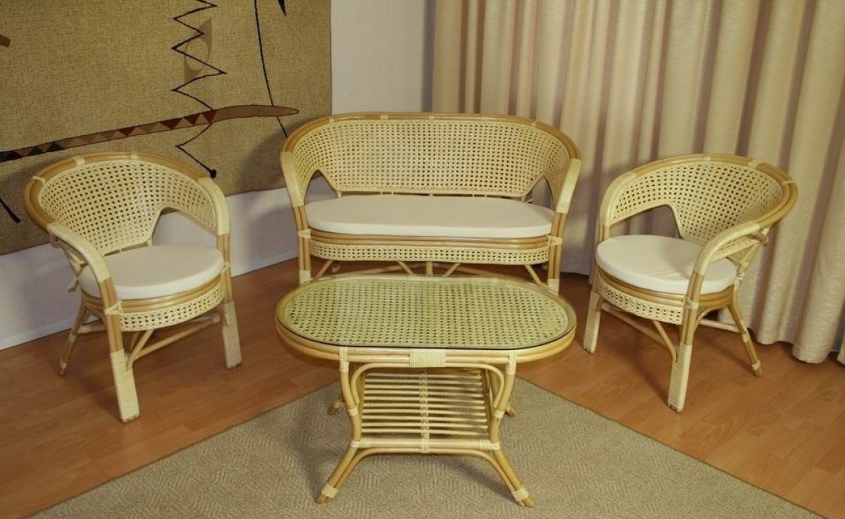 Комплект Пеланги 02/15 с 2-х местным диваном и овальным столом (Натуральный) | фото 2