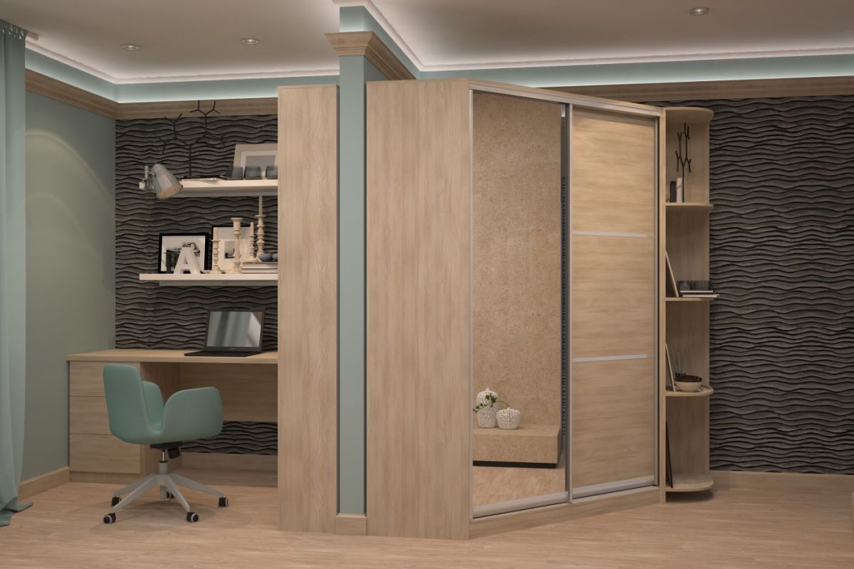 Шкаф-купе угловой Анна 1450*1450 ЛДСП/Зеркало (ЛДСП 1 кат.) | фото 8