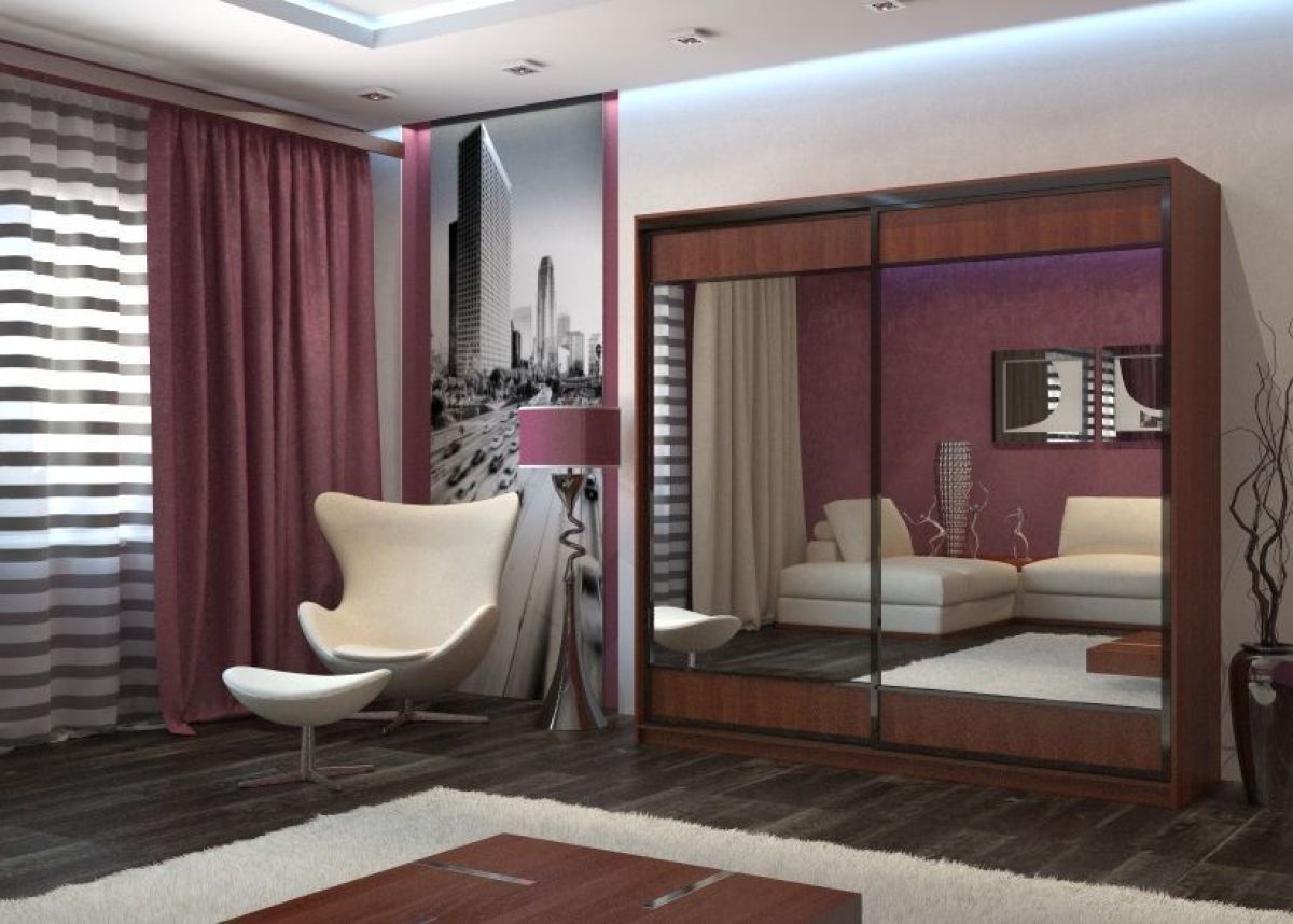 Шкаф-купе Юлия 2400 ЛДСП/Зеркало/ЛДСП (ЛДСП 1 кат.) | фото 5