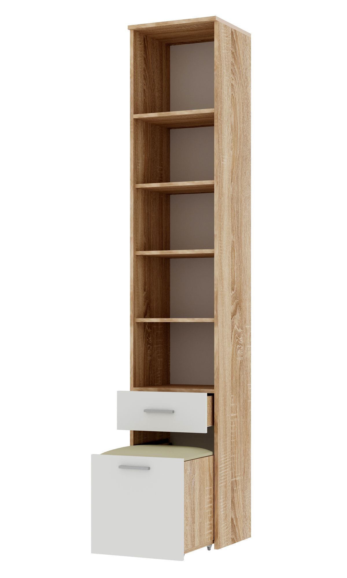 ИТАЛИЯ П1Я-400 Пенал с пуфом (Дуб сонома/Белый глянец) | фото 2